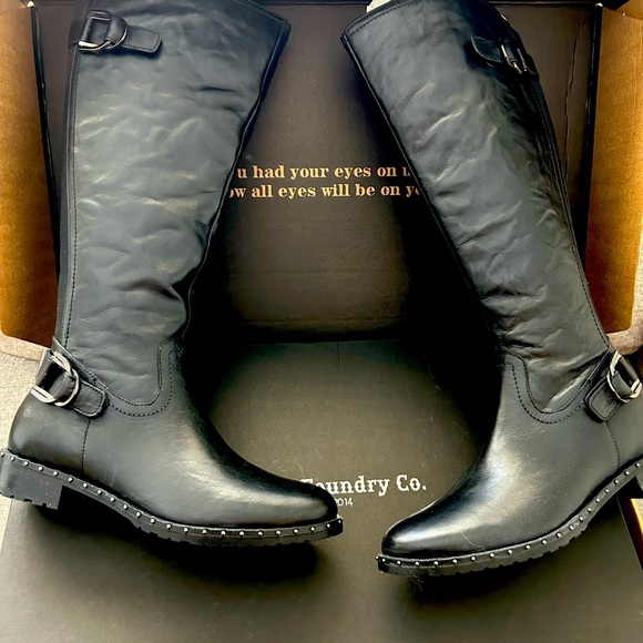 vintage foundry Shoes - Vintage Foundry Co “Sahara” tall black leather boots, ladies’ size 9.